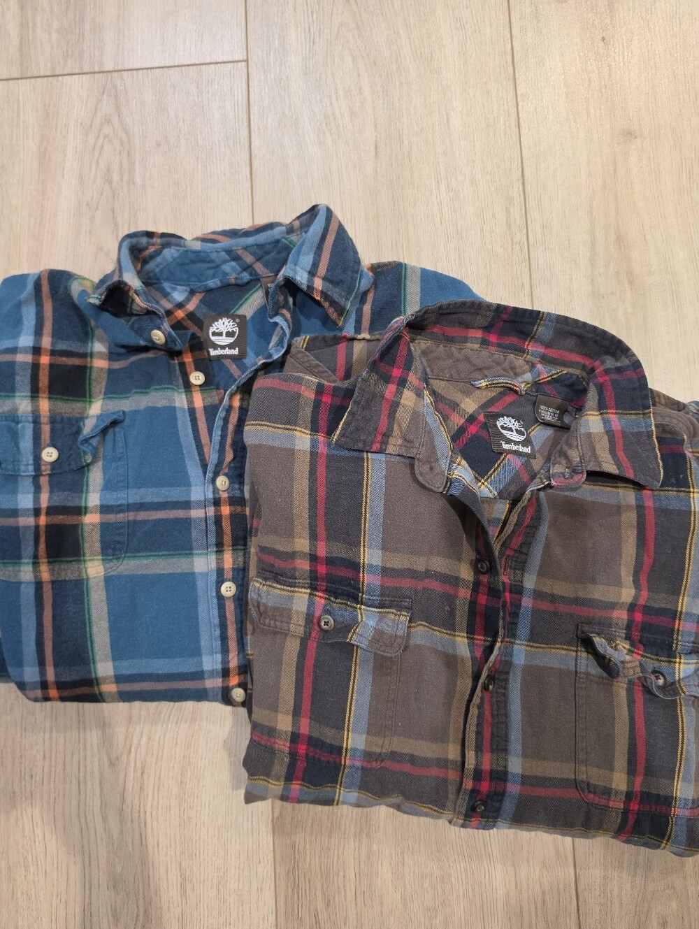 Timberland Men's Plaid Flannel Shirts Bundle 2 Pack Size Large